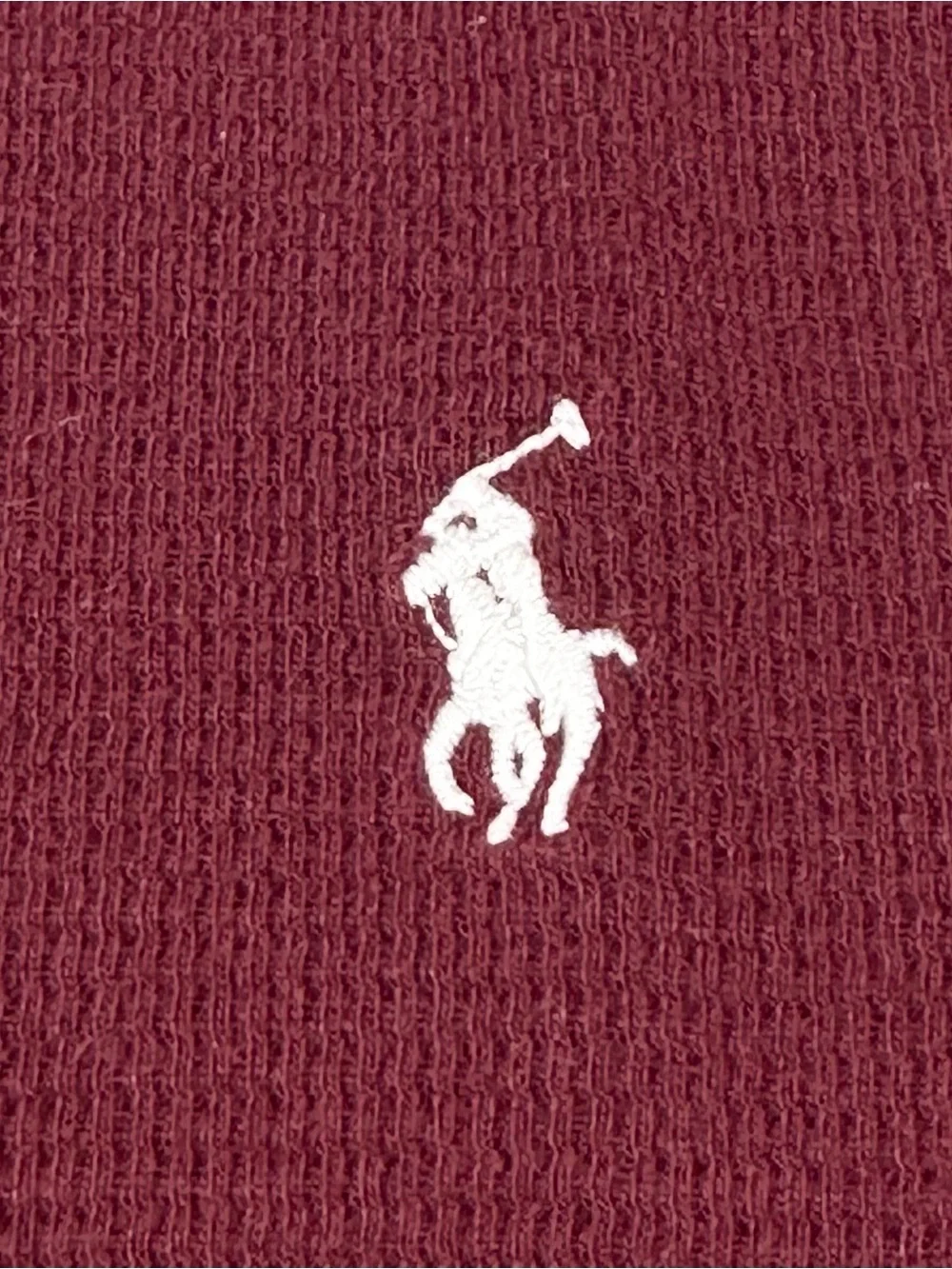 Polo Ralph Lauren Long Sleeves Waffle Knit Thermal Sleep Shirt In Burgandy M